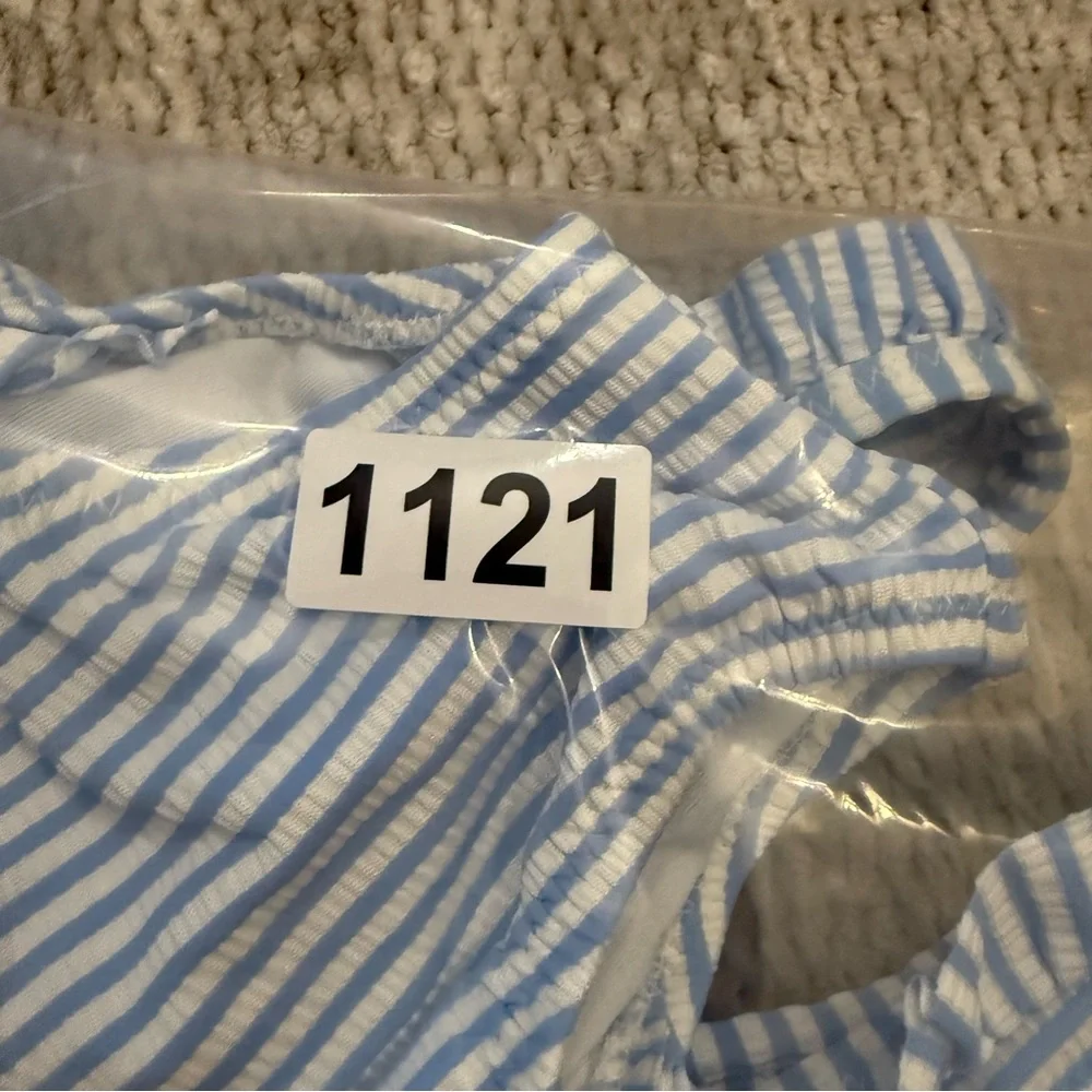 NWT Old Navy Baby Girl‎ Seersucker Swimsuit UPF 40 | 3–6M Preppy Resortwear